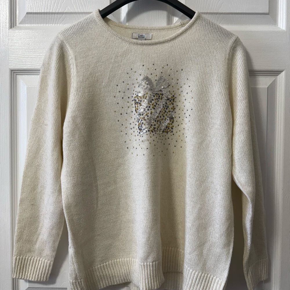 Croft & Barrow Cream Sweater with Metallic Accents